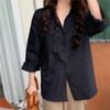 Women Single Blouses Minimalist Breasted Shirts Spring Autumn Oversized Tops Solid One Size
