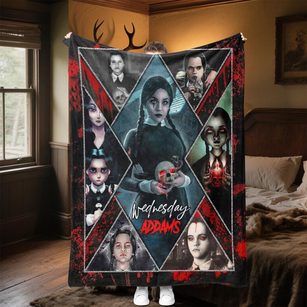 Wednesday Halloween Costume Blanket Perfect All Seasons Soft Comfortable Sofa Office Nap Travel Halloween Gift