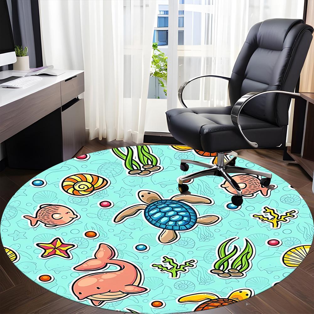 1pc Ocean Creatures Chair Carpet for Office, Non slip, Soft and Durable Office Rug