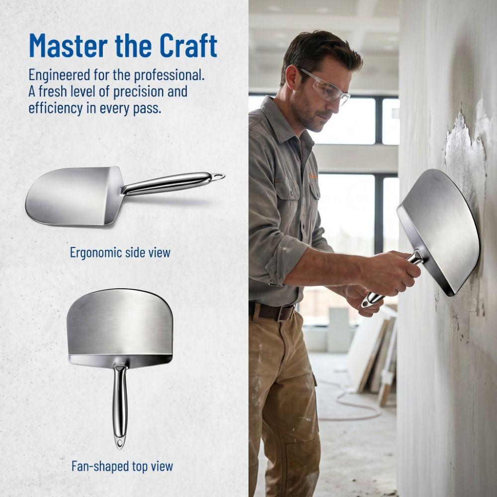 Heavy Duty Fan-Shaped Plaster Spatula Thickened Plaster Trowel Durable Curved Trowel Oil Workers