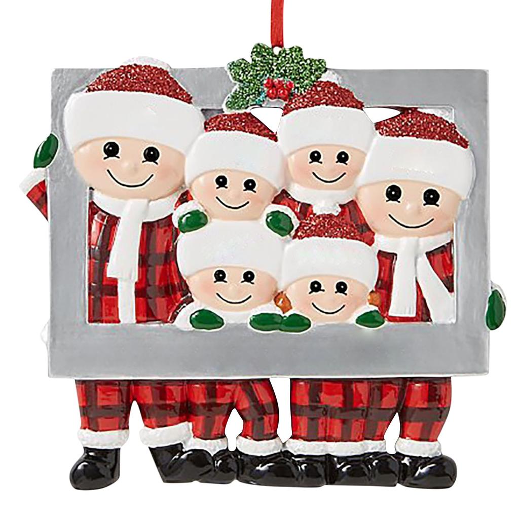 New Christmas Pendant Snowman Deer Penguin Family Resin Hanging Ornament DIY Name Blessing New Year Home Decoration 2025