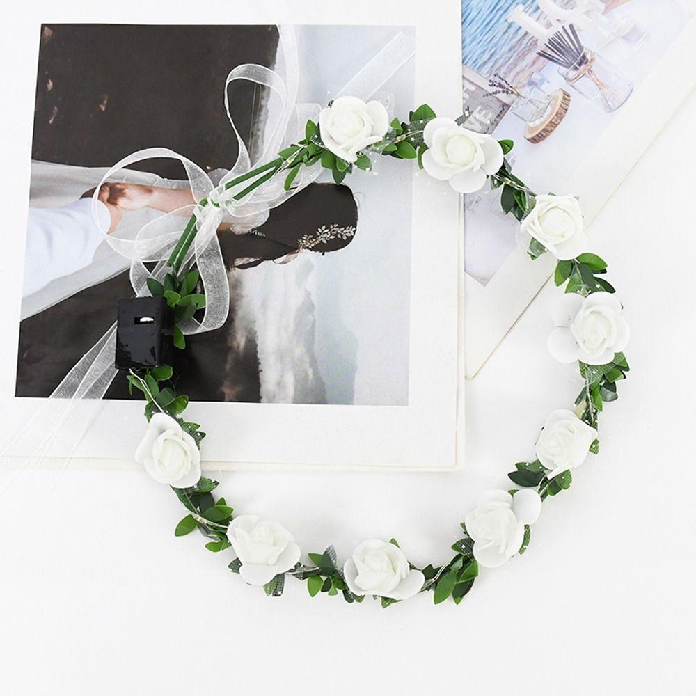 Свадебное головное украшение из пены, Корона, Цветочная повязка на голову, Женское головное украшение, Гирлянда со светодиодной подсветкой, Декорация венок
