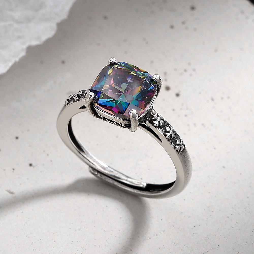 925 Silver Colour Zircon Open Rings For Women Engagement Luxury Jewelry Gift Female Jewellery
