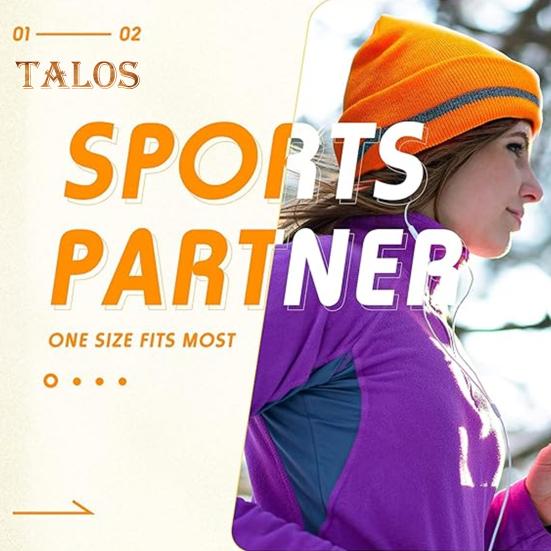 Men Outdoor Hat with Reflective Stripe High Elasticity Keep Warm Solid Color Folded Brim Nocturnal Sport Cap High-Visibility Knitted Headwear for