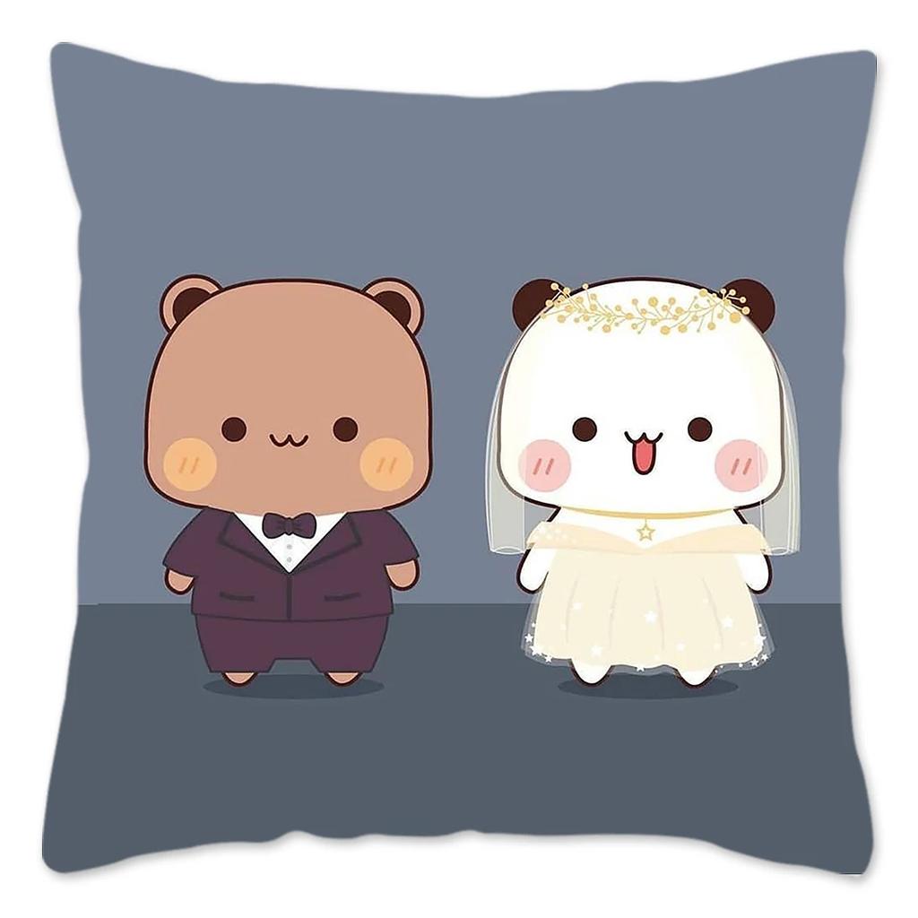 Bubu and Dudu Pillow Case Home Decoration Polyester Cushion Cover for Sofa Throw Pillow Cover Funny Cute Panda Bears Printing