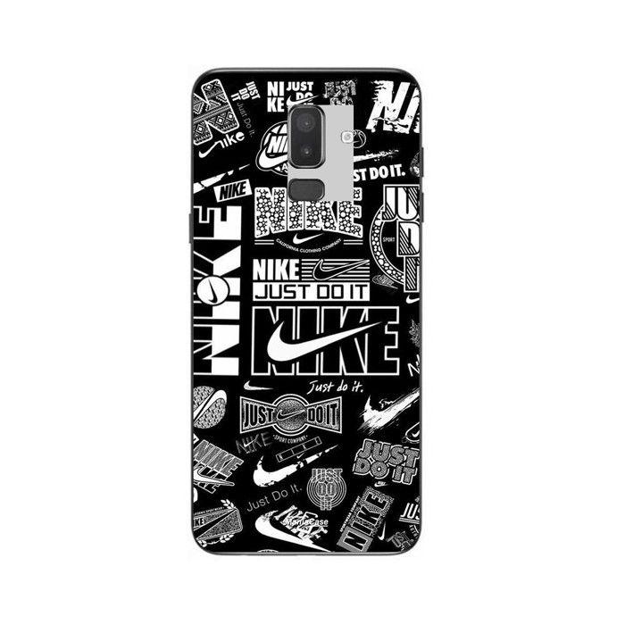 Coque de téléphone - MANIACASE - Samsung Galaxy J8 2018 - Silicone TPU - Nike air logo - Noir et blanc