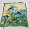Handmade Flower Cutting 70 * 70 Elegant Silk Scarf Square Scarf High-End National Style Oil Painting Fashionable Versatile Small Square Scarf