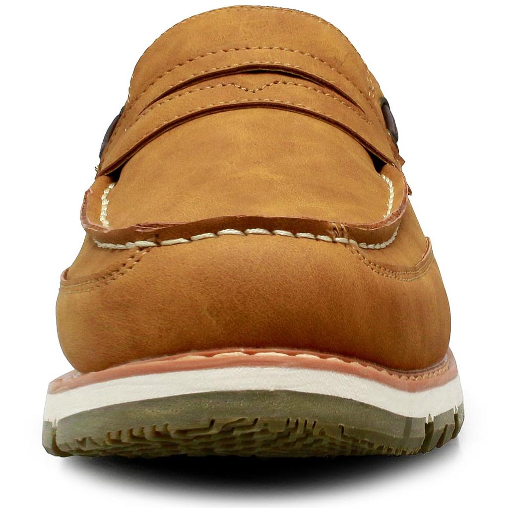 Лоферы Водонепроницаемые туфли на палубе из искусственной кожи Замшевые кроссовки с цепкой подошвой Стильные туфли без шнурков EDM4103 CAMEL [Edwin] Мужские туфли без застежек с защитой от скольжения 25.0