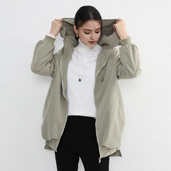 Осенне-весенняя женская куртка с коротким передом, длинной спинкой, разрезом по низу, капюшоном, застежкой-молнией, кардиганом, ветрозащитным пальто для путешествий, кемпинга