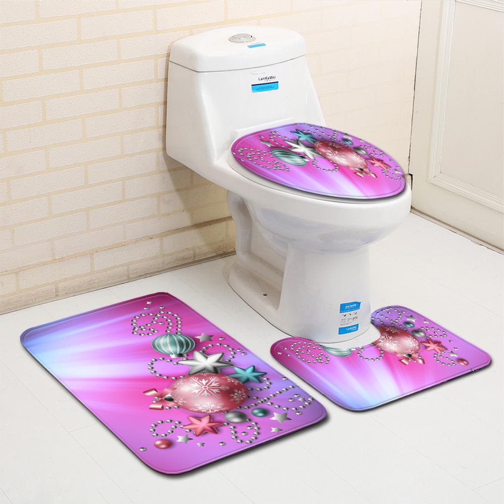 Christmas Bathroom Floor Mat Toilet Three-Piece Set