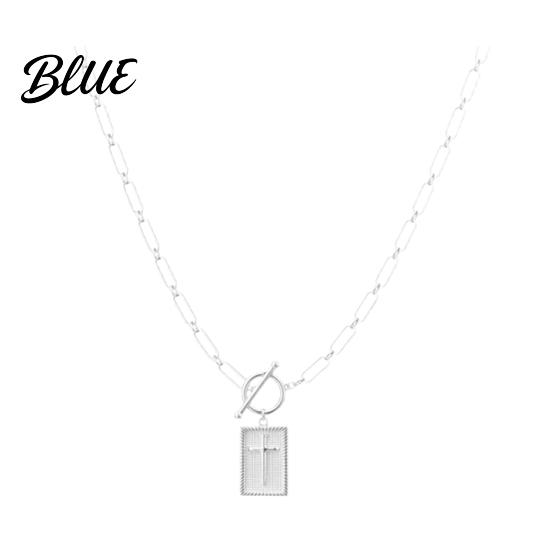 Faith Symbol Necklace Women Cross Pendant 16" Paperclip Chain Trendy