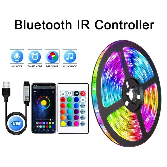 RGB Светодиодная лента USB Умная светодиодная лента Синхронизация с музыкой Приложение Удаленное управление Гибкая светодиодная лампа Лента для комнаты ТВ Подсветка Декор