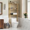 Space-Saving Over-Toilet Cabinet with 3 Slatted Shelves in Bamboo, 63.5x25.5x181 cm, Wood Color