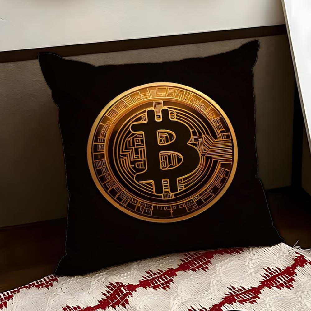 BBitcoin Криптовалюта Btc Наволочка Двусторонняя Мягкая Прочная Подушка Чехол для Дома Автомобиля Многосценарное Использование для Ежедневного Комфорта