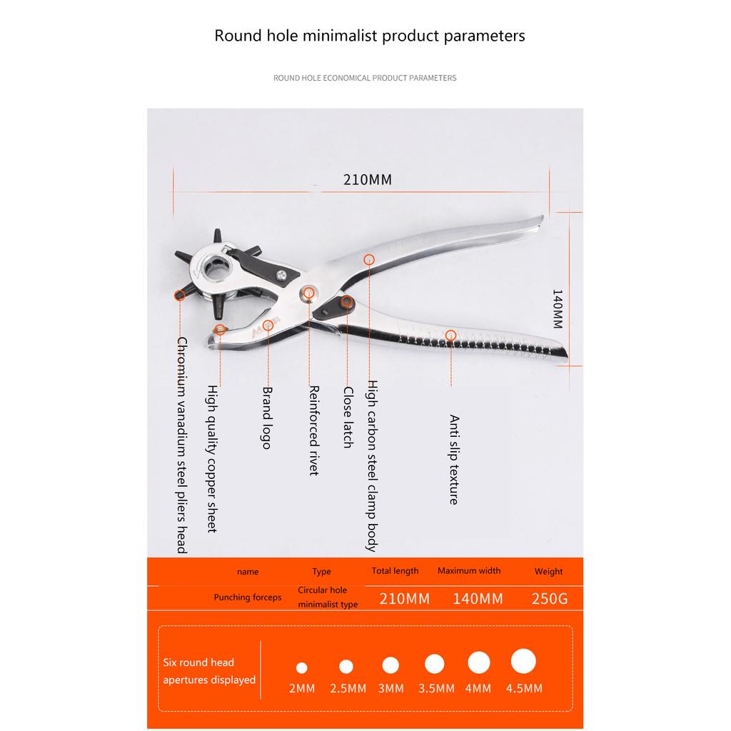 Professional Leather Hole Puncher Leather Punch Tool for Belts Watch Bands Handbag Straps Leather Hole Puncher for Craft