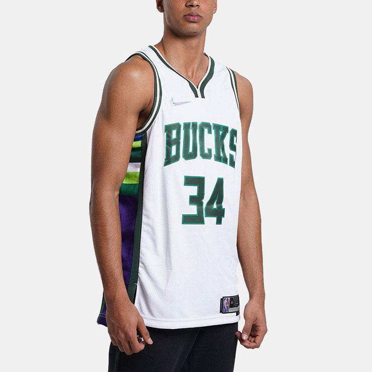 Nike НБА Милуоки Бакс Городская версия Джанис Адетокумбо 34 Dri-FIT Swingman Майка DB4035-100