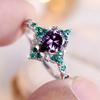Vintage Female Teardrop Cut Purple Stone CZ Princess Ring Silvery Color Engagement Ring Bride Wedding Rings for Women