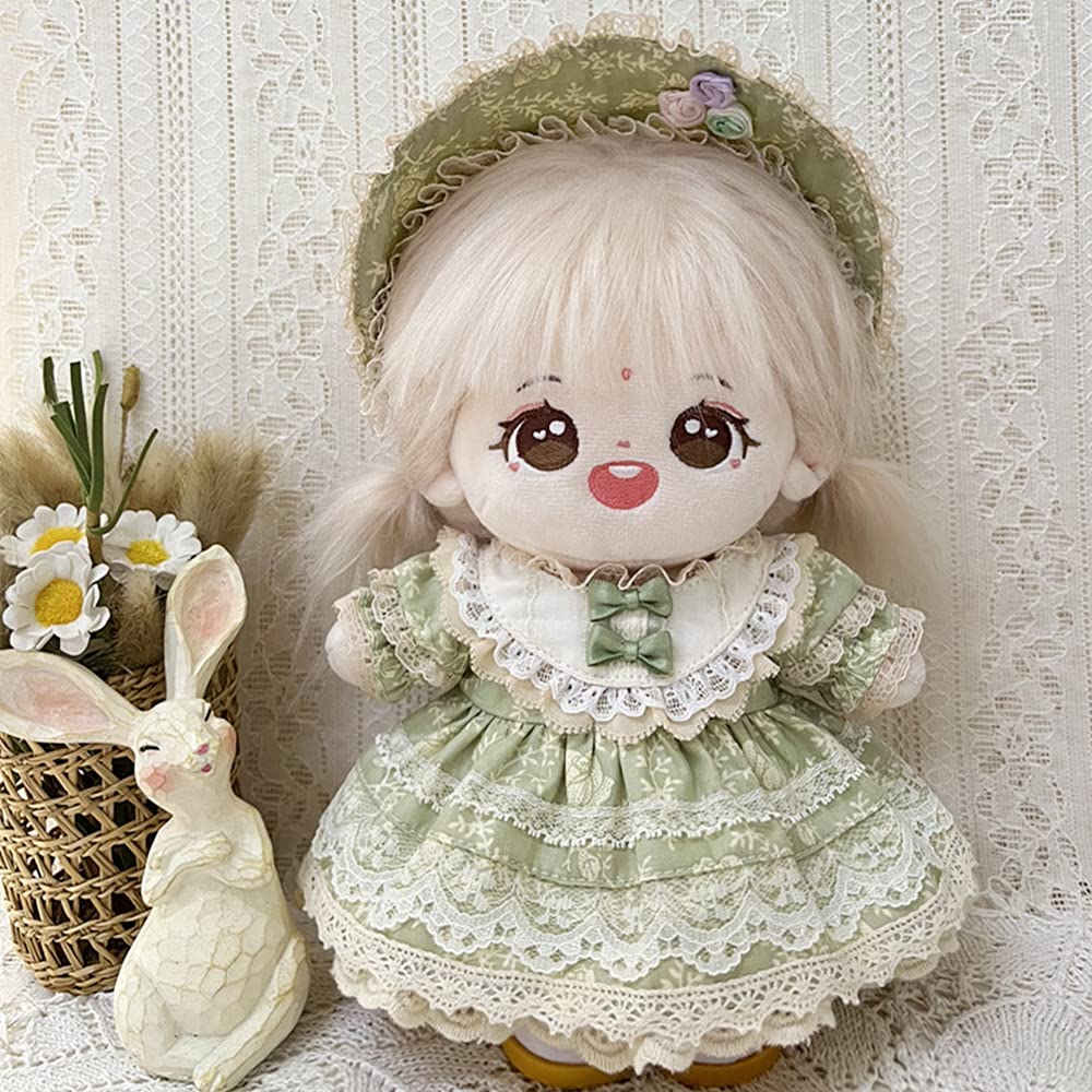 Niannyyhouse 20см Плюшевый Винтажное Кружево Хлопок Аксессуары Одежда, Платье, Головной убор, Наряжаться, Кукла, (Серо-голубой)