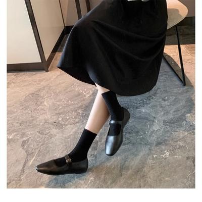 Минималистичная плоская овчина с пряжкой из одного слова туфли Мэри Джейн женская весна