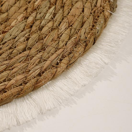 Placemat Round Thickened Heat-Resistant Table Protection Soft Straw Braided Bohemian Washable Dishes Hot Pot Pans Coffee Cup Cooking Baking