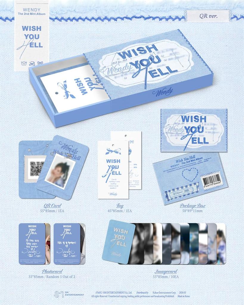 Red Velvet Wendy WISH YOU HELL 2nd Solo Mini Album QR Version Case+1ea QR Card+10p Image Card+1p PhotoCard+Tracking Sealed