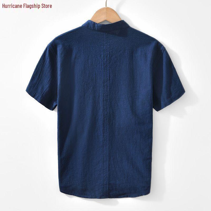 Мужская летняя рубашка поло ретро из хлопка и льна