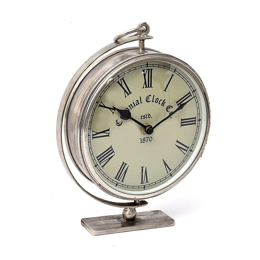 Настольные металлические часы, Никель (15 см), Iron Table Nickel Clock, John Molly Decor&Gifts