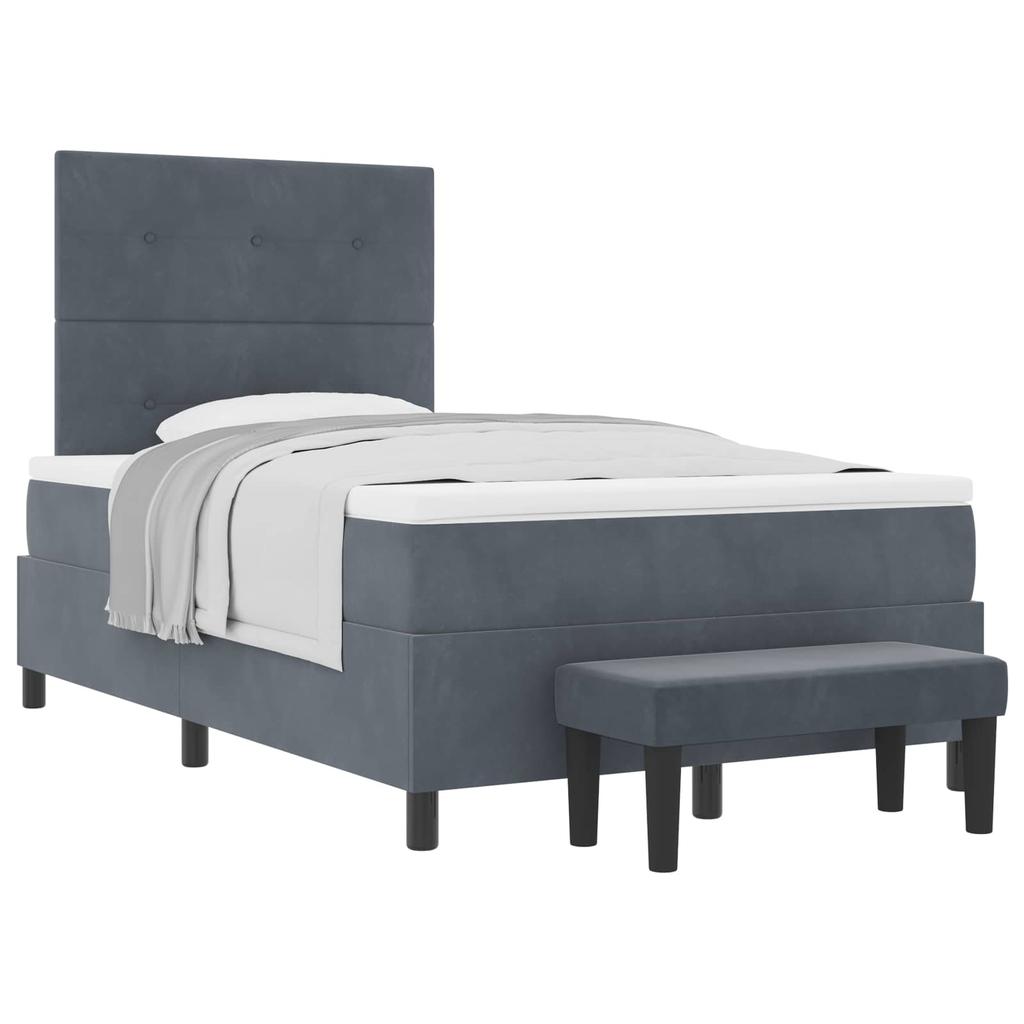 Box Spring Bed with Headboard Dark Gray 190 x 120 cm Velvet