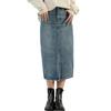 DAYCLOSET Длинная джинсовая узкая прямая юбка-миди 'I'-силуэта для женщин, плотная, до колена, весна, осень, зима, skirt024, XS,