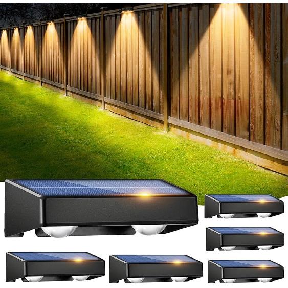 Solar Fence Lights Outdoor,9 Colors RGB Solar Lights for Fence Color Changing Deck Lights for Outside 11 Lighting Modes Waterproof Solar Wall Light
