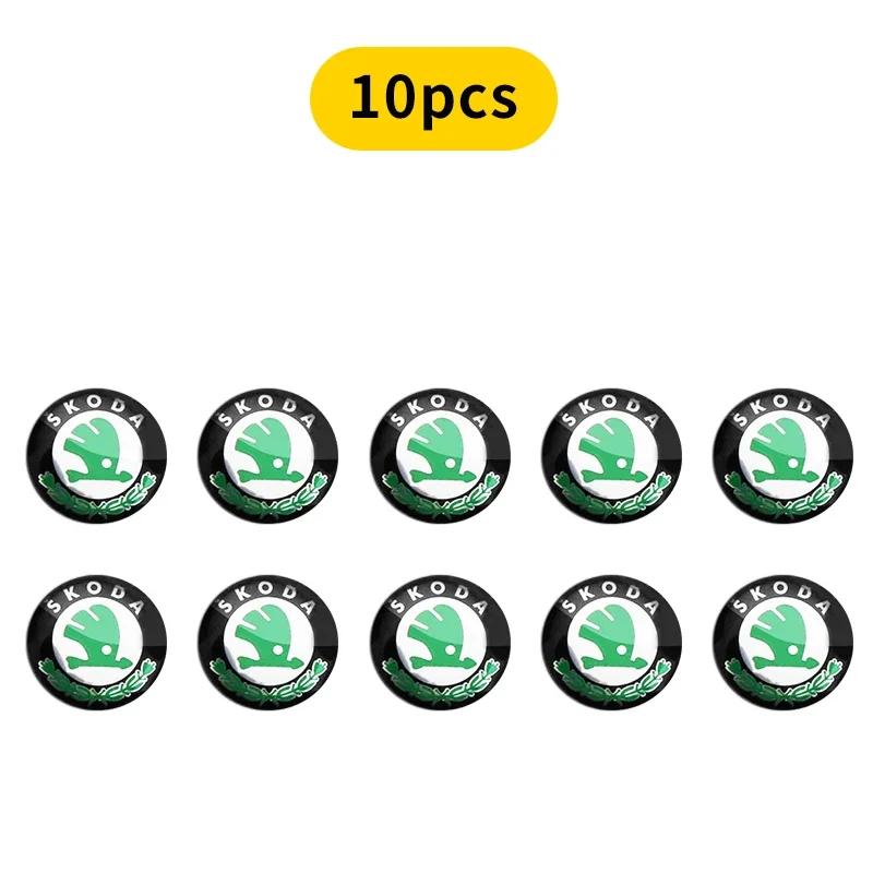 Car Sticker 2025 New 14mm Aluminum Car Remote Key Shell Emblem Sticker For Skoda Octavia A2 A5 A7 Fabia Rapid Karoq Superb Kodia