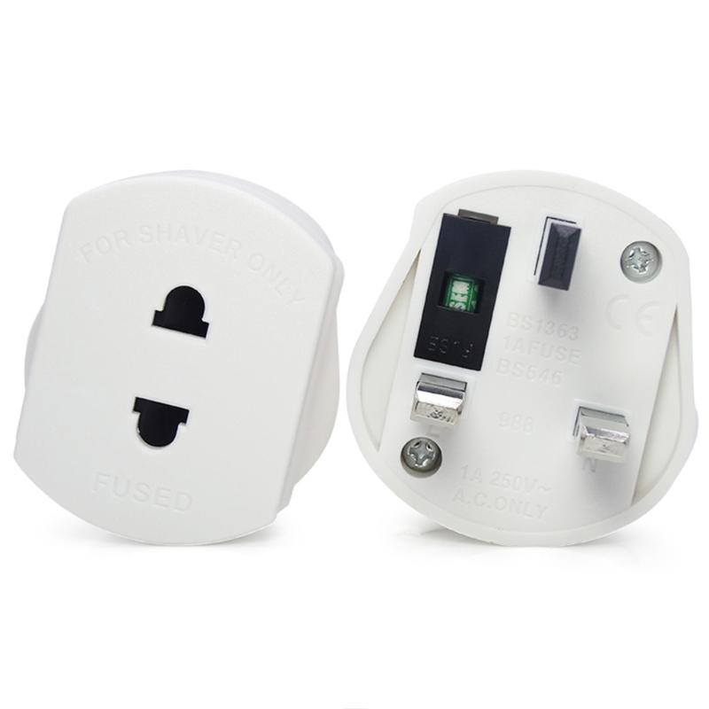 UK Electric Toothbrush Adaptor Plug, 2 Pin to 3 Pin Electric Shaver Adaptor Socket Converter, White