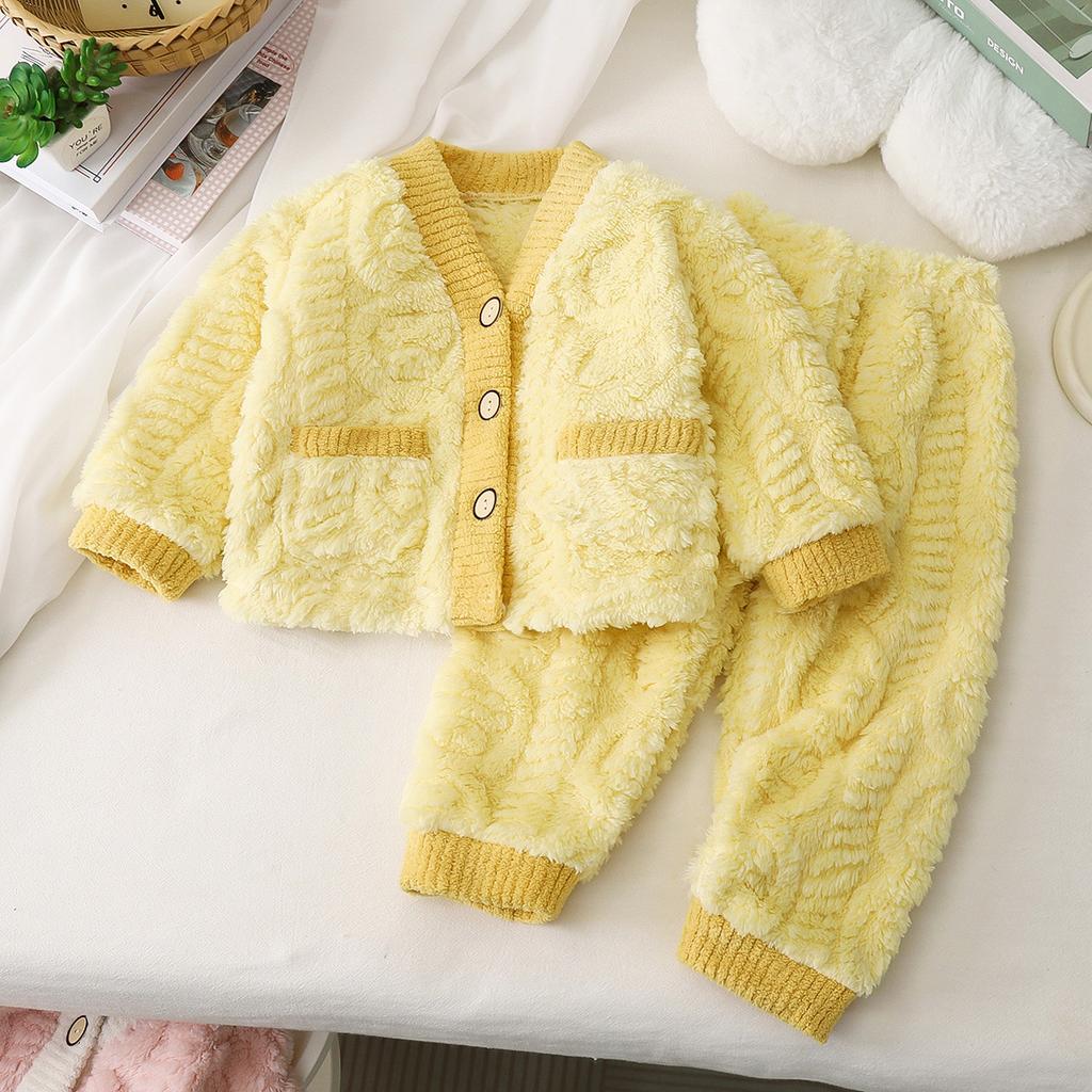 New Models 0-5-year-old Children's Flavored Pajamas Set in Winter Thickened and Warm Boys, Girl Pajamas Girl Cute Pajamas Suits