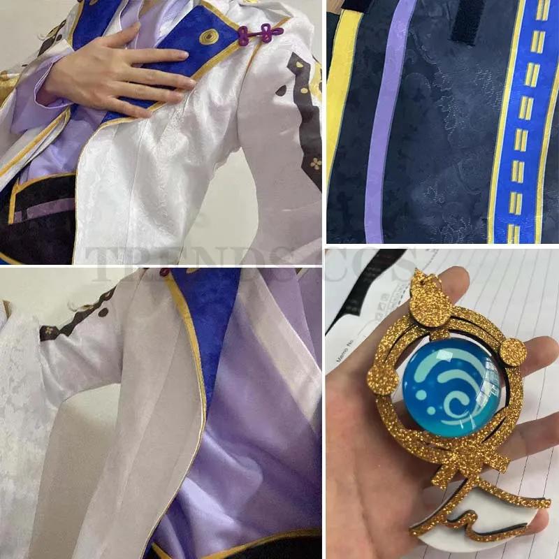 Жаккардовая ткань Камисато Аято, костюм для косплея, игровой костюм, полный комплект, роскошная одежда на Хэллоуин, парик для мужчин, Comic Con