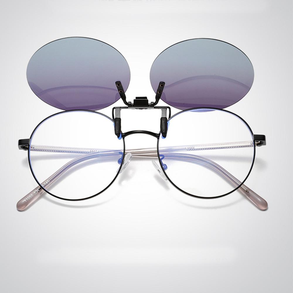 Round Clip On Sunglasses Unisex Polarized Clip On Lenses Rimless Clip On Sunglasses Photochromic For Driving Fashion Fishing