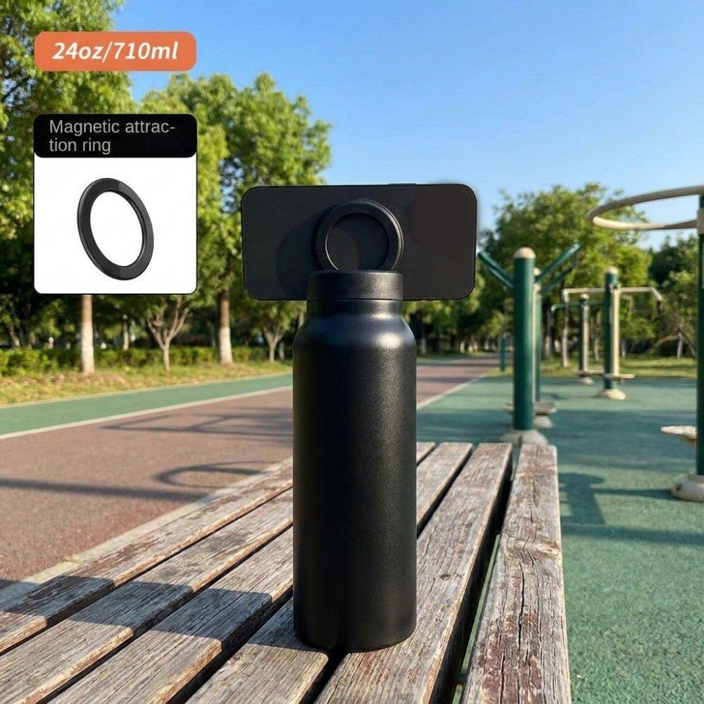 24oz Insulated Water Bottle Insulated Thermos Cup Magnetic Phone Holder Water Bottle Sports Use