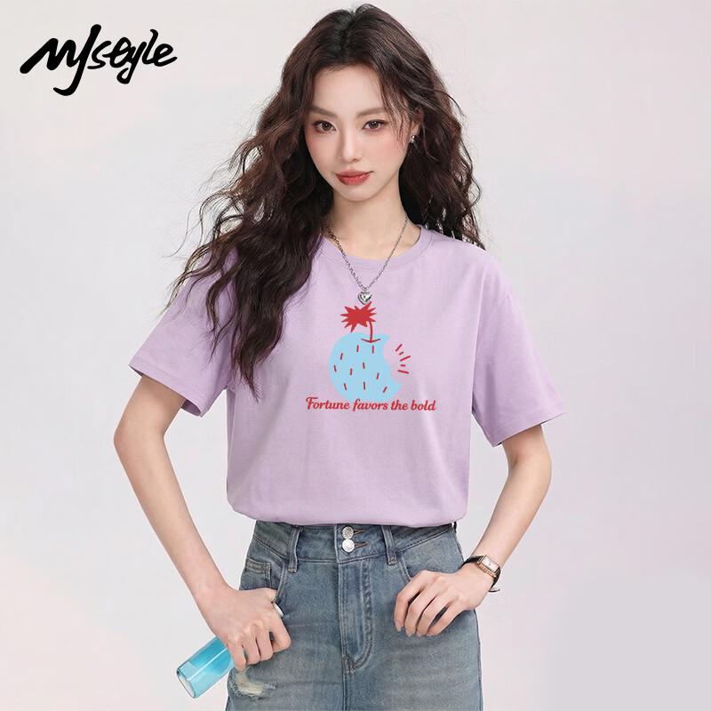 Женская футболка MJ STYLE из чистого хлопка с круглым вырезом и коротким рукавом