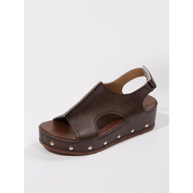 Летние Новые Сандалии на Платформе-Маффин на Танкетке Женские на Липучке Плюс Сандалии-Гладиаторы с Шипами