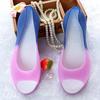 New Sandals for Women Summer Crystal Plastic Fish Mouth Jelly Shoes Flat Bottom Slope Heel Non Slip Beach Shoes