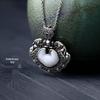 Electroplated Thai Silver Necklace with Imitation Hetian Jade Ruyi Pendant