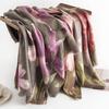 Hibiscus Cashmere Texture Scarf Winter Warm and Elegant Blue Women's Imitation Cashmere Scarf Shawl Light Luxury and High End