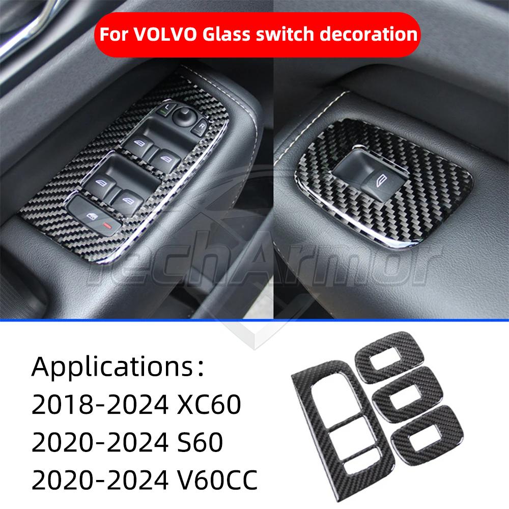 Carbon Fiber Window Switch Panel for Volvo XC60 S60 V60 2018-2024