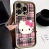 Клетчатый чехол для iPhone 17/15 Pro Max с кошкой KT 14 Apple 13 полноразмерный 11 популярный XS/XR 16 Япония и Южная Корея
