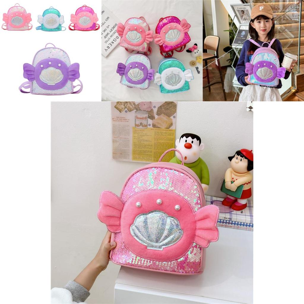 Adorable New Pu Sequin Mini Backpack With Cute Wings For Kids In Bright Colors