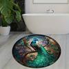 1 шт. великолепный круглый коврик с узором павлина, нескользящий моющийся ковер для дома, нелиняющий коврик для спальни, гостиной, офиса, детской комнаты