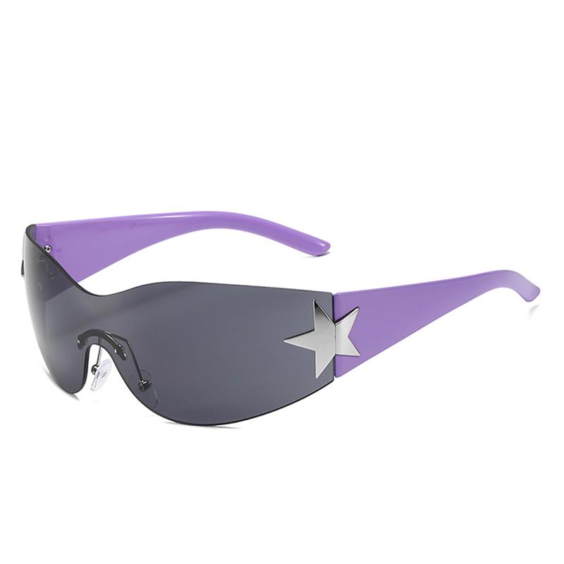 Солнцезащитные очки без оправы Y2K для женщин и мужчин, модные солнцезащитные очки Shield Wrap Around, большие модные солнцезащитные очки без оправы