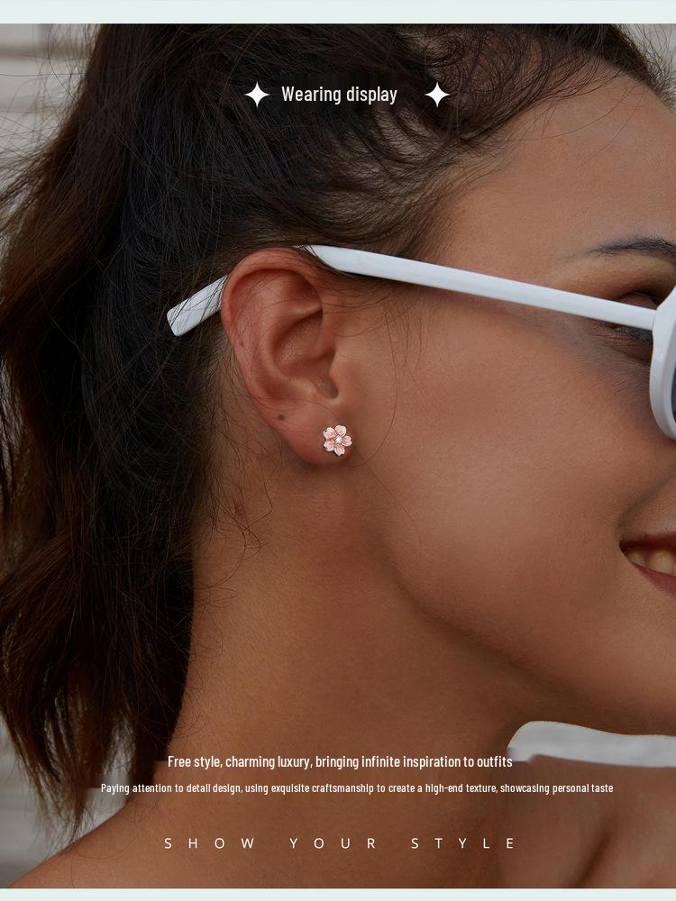 Серьги из стерлингового серебра с градиентом цвета розовой сакуры Инь Цзыюнь - Романтичный цветочный подарок на день рождения