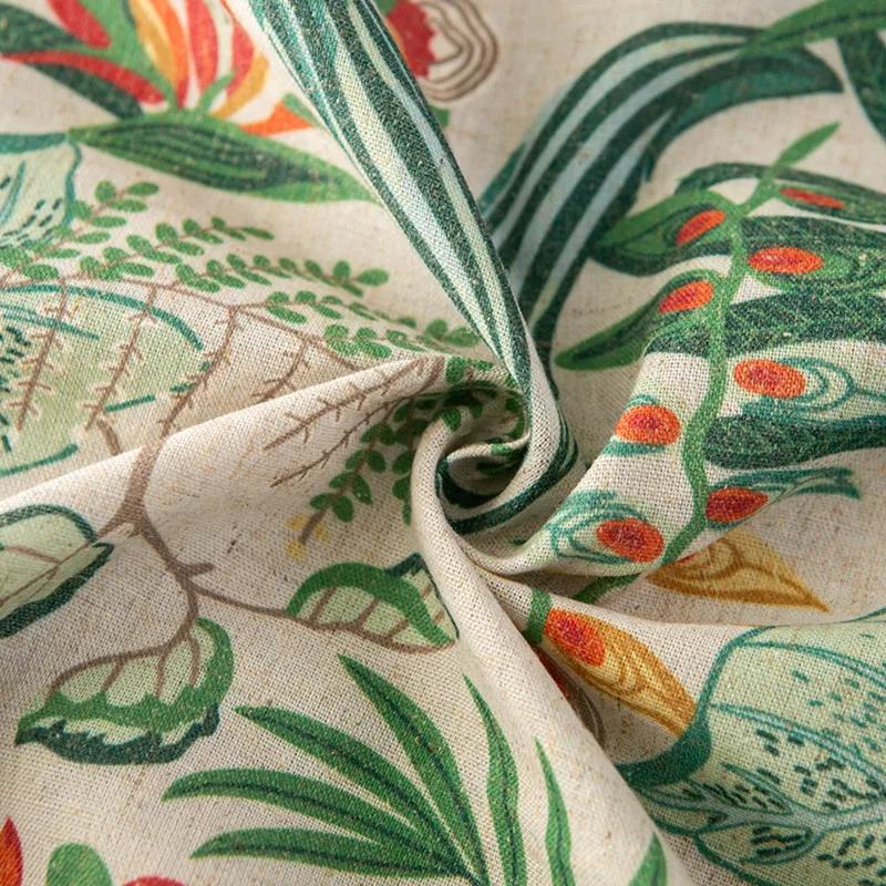 Скатерть с зеленым растительным узором и воланами, прямоугольная круглая хлопково-льняная пылезащитная настольная скатерть, декоративная скатерть для ресторана