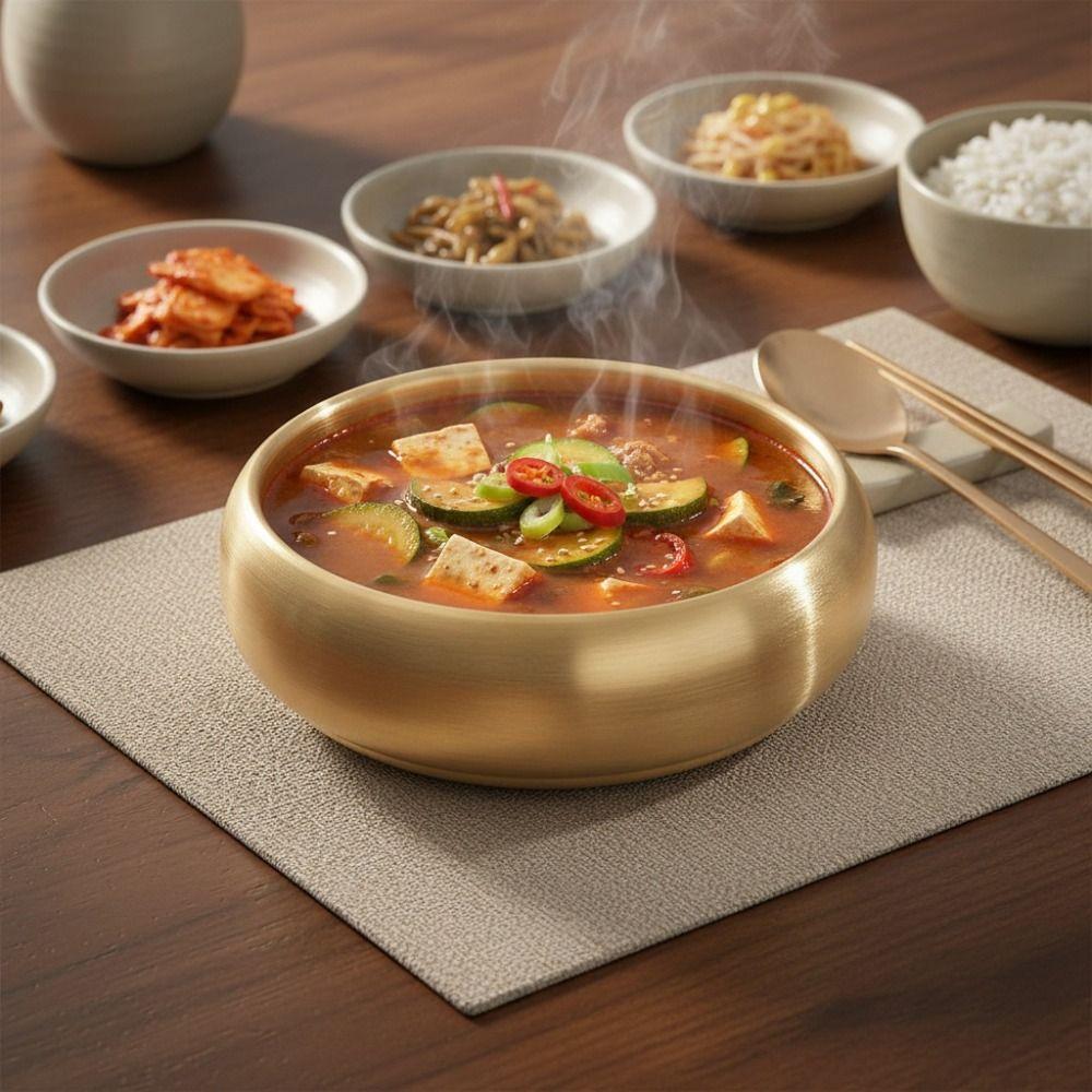 Double-Layer Korean Stainless Steel Rice Bowl Heat Insulated Kimchi Bowl Soup Bowls Children