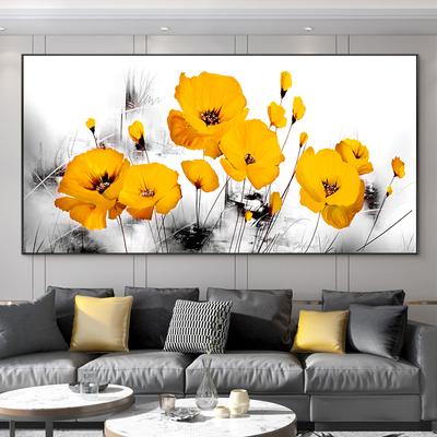 Абстрактные желто-красные цветы маков, картина маслом, печать на холсте, постеры с природными цветочными принтами и принты для украшения гостиной